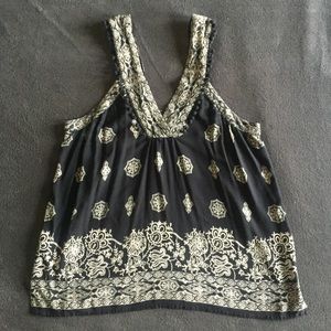 LOFT Black and White Sleeveless Blouse